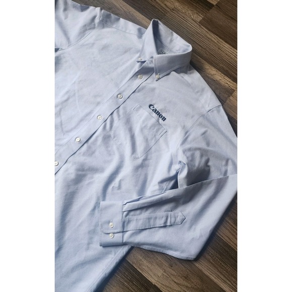 LL BEAN CANON PHOTOGRAPHY SHIRT MENS SIZE‎ LARGE BUTTON DOWN EMBROIDED BLUE EUC! - Picture 2 of 9